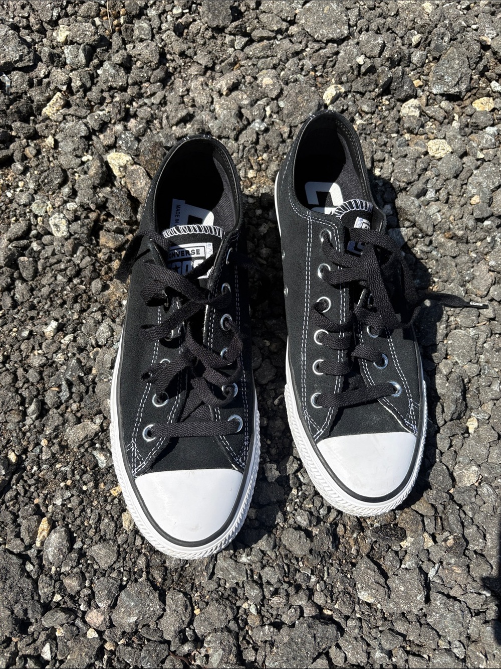 Converse Black Low Top Sneakers with White Toe